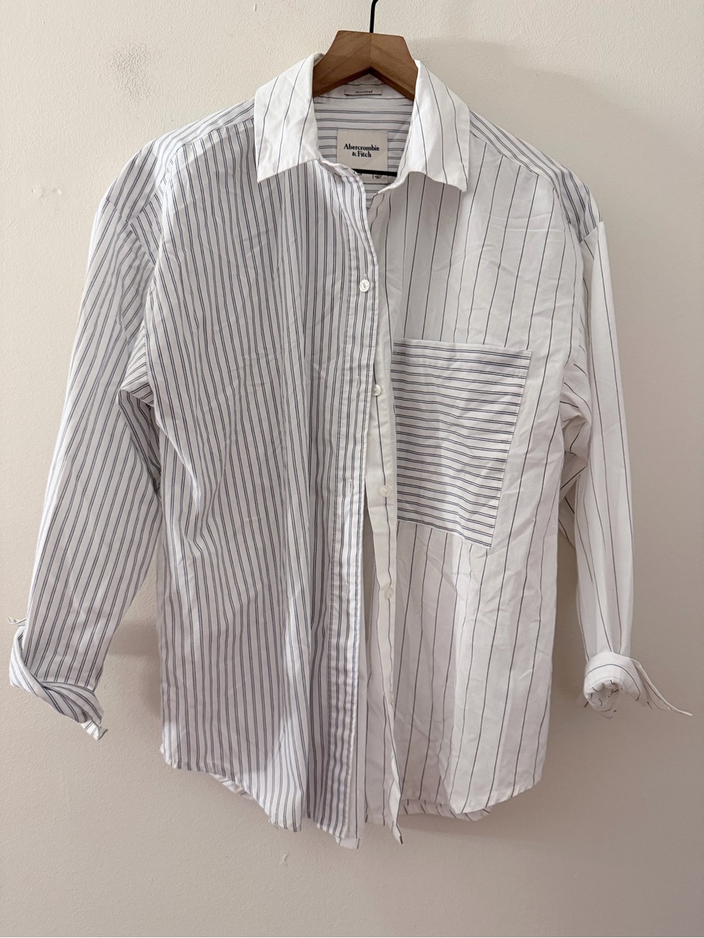 Abercrombie & Fitch striped button up Shirt oversized boxy long sleeve pocket S